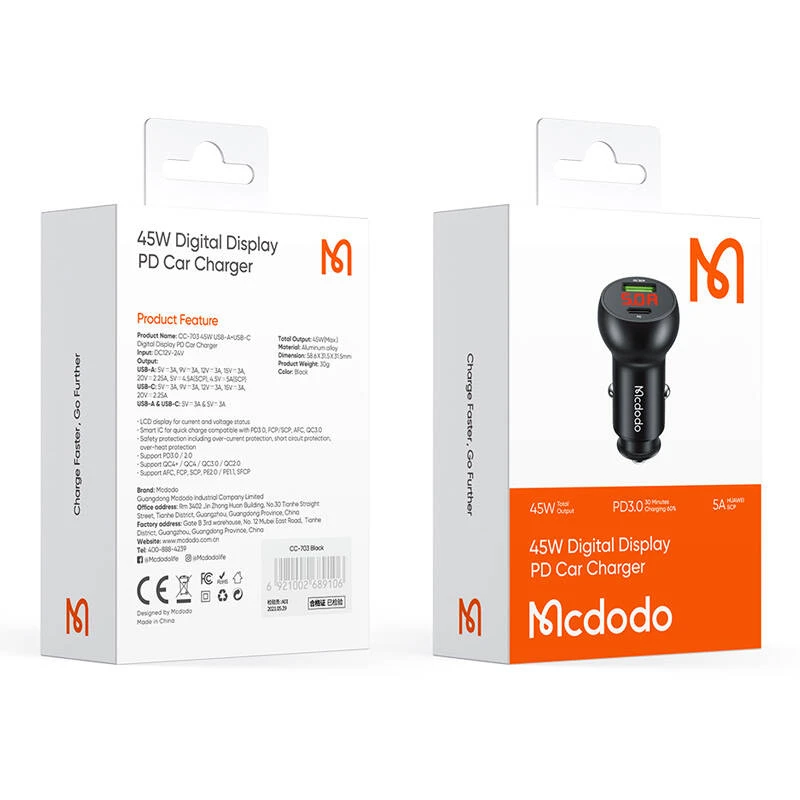 شارژر فندکی 45 واتی مک دودو (Mcdodo) مدل CC-7030