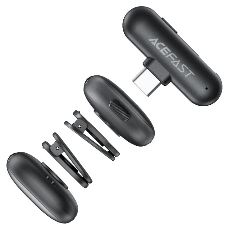 ست میکروفن یقهای بیسیم ایس فست مدل R1 با درگاه USB Type-C، 2 میکروفن و قابلیت کاهش نویز