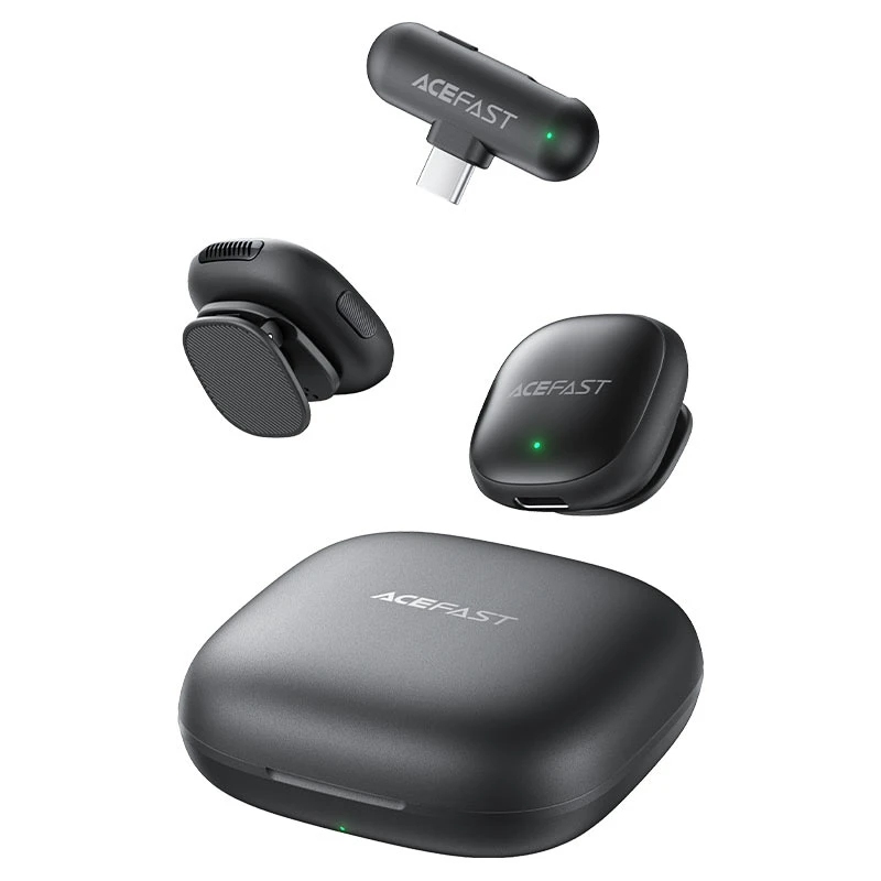 ست میکروفن یقه‌ای بی‌سیم ایس فست مدل R1 با درگاه USB Type-C، 2 میکروفن و قابلیت کاهش نویز