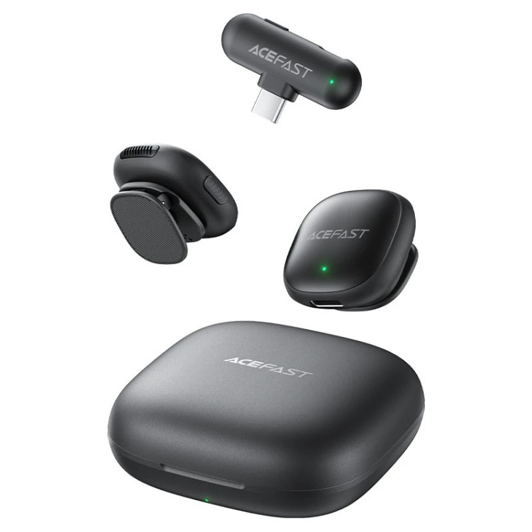 ست میکروفن یقهای بیسیم ایس فست مدل R1 با درگاه USB Type-C، 2 میکروفن و قابلیت کاهش نویز