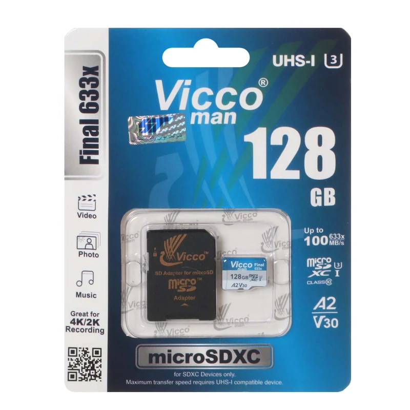 ارت حافظه microSDXC ویکومن مدل Final 633x، ظرفیت 128 گیگابایت، استاندارد سرعت UHS-I U3