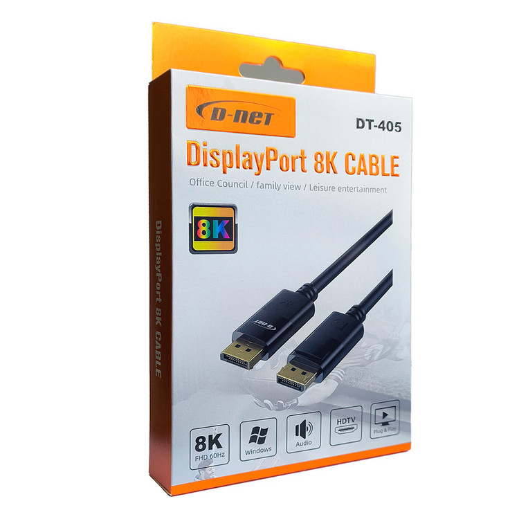 کابل تبدیل DisplayPort 8K با دو کانکتور DisplayPort