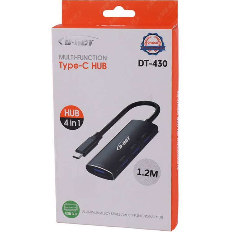 هاب 4 پورت type-c دی نت مدل dt-430