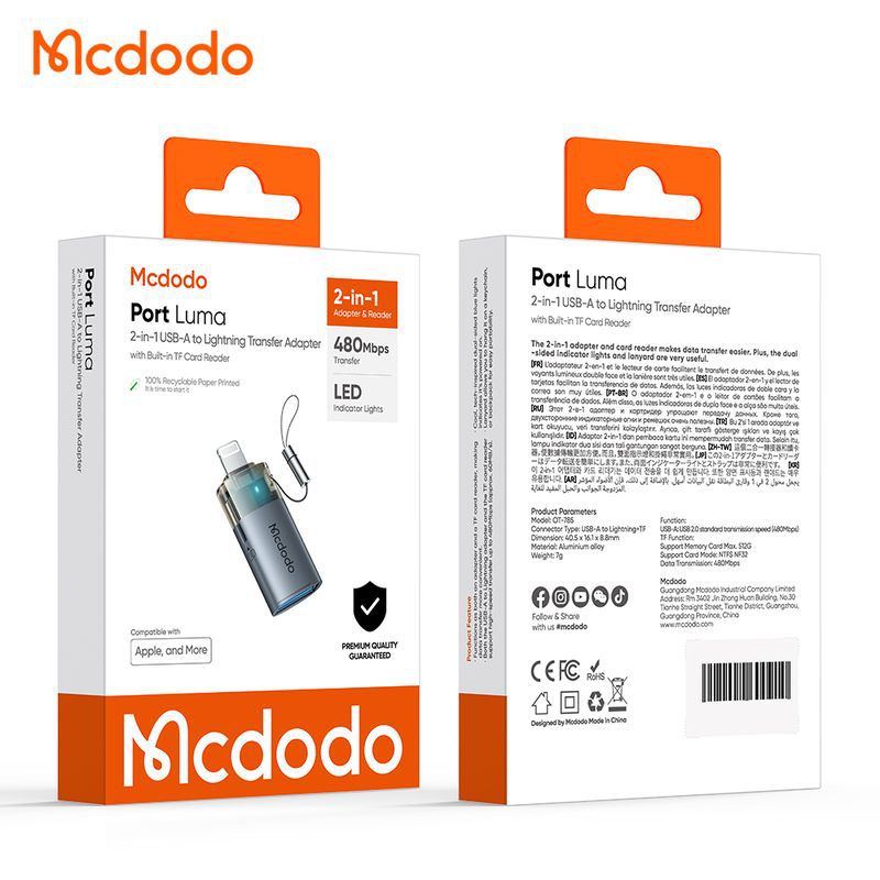 مبدل USB و MicroSD به لایتنینگ مک دودو مدل OT-785