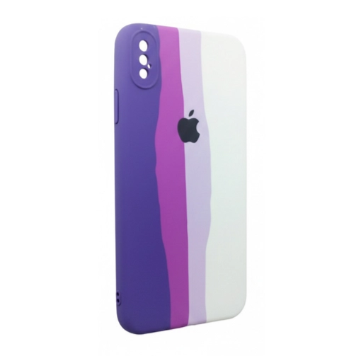 کاور سیلیکونی رنگین‌کمانی آیفون XS Max رنگ بنفش و سفید