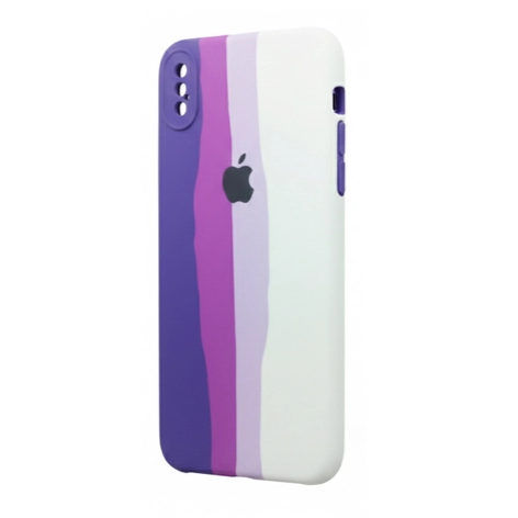 کاور سیلیکونی رنگینکمانی آیفون XS Max رنگ بنفش و سفید