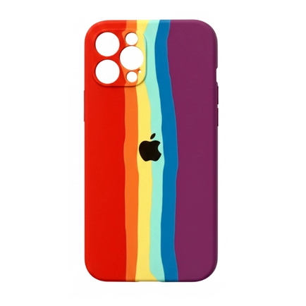 کاور سیلیکونی رنگین‌کمانی آیفون 11 پرو رنگ بنفش و قرمز