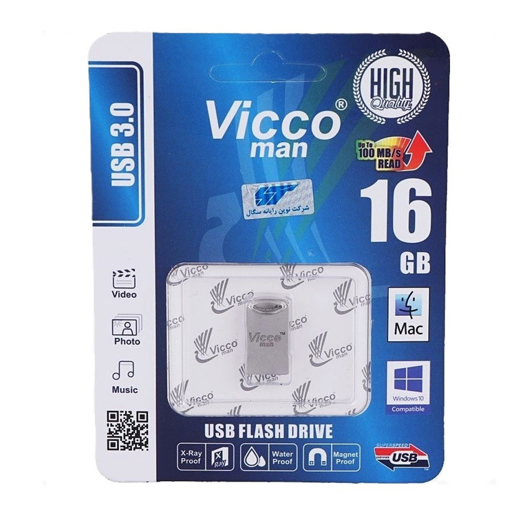 فلش مموری ویکومن مدل VC243 ظرفیت 16 گیگابایت رنگ نقرهای