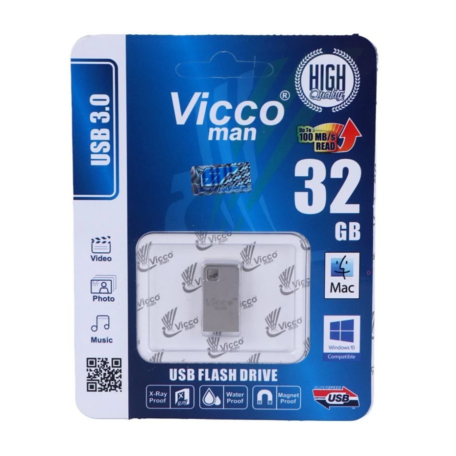 فلش مموری ویکومن مدل VC281 ظرفیت 32 گیگابایت رنگ نقره‌ای
