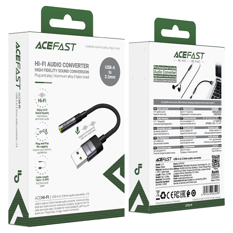 کابل تبدیل USB به جک 3.5 میلی‌متری ایس فست مدل J13