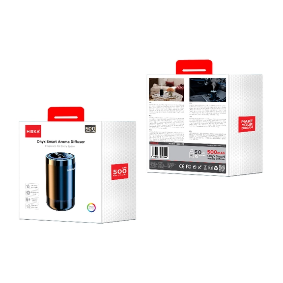 خوشبوکننده خودرو هیسکا مدل HR-260 با مخزن ۵۰ میلیلیتری و نورپردازی RGB