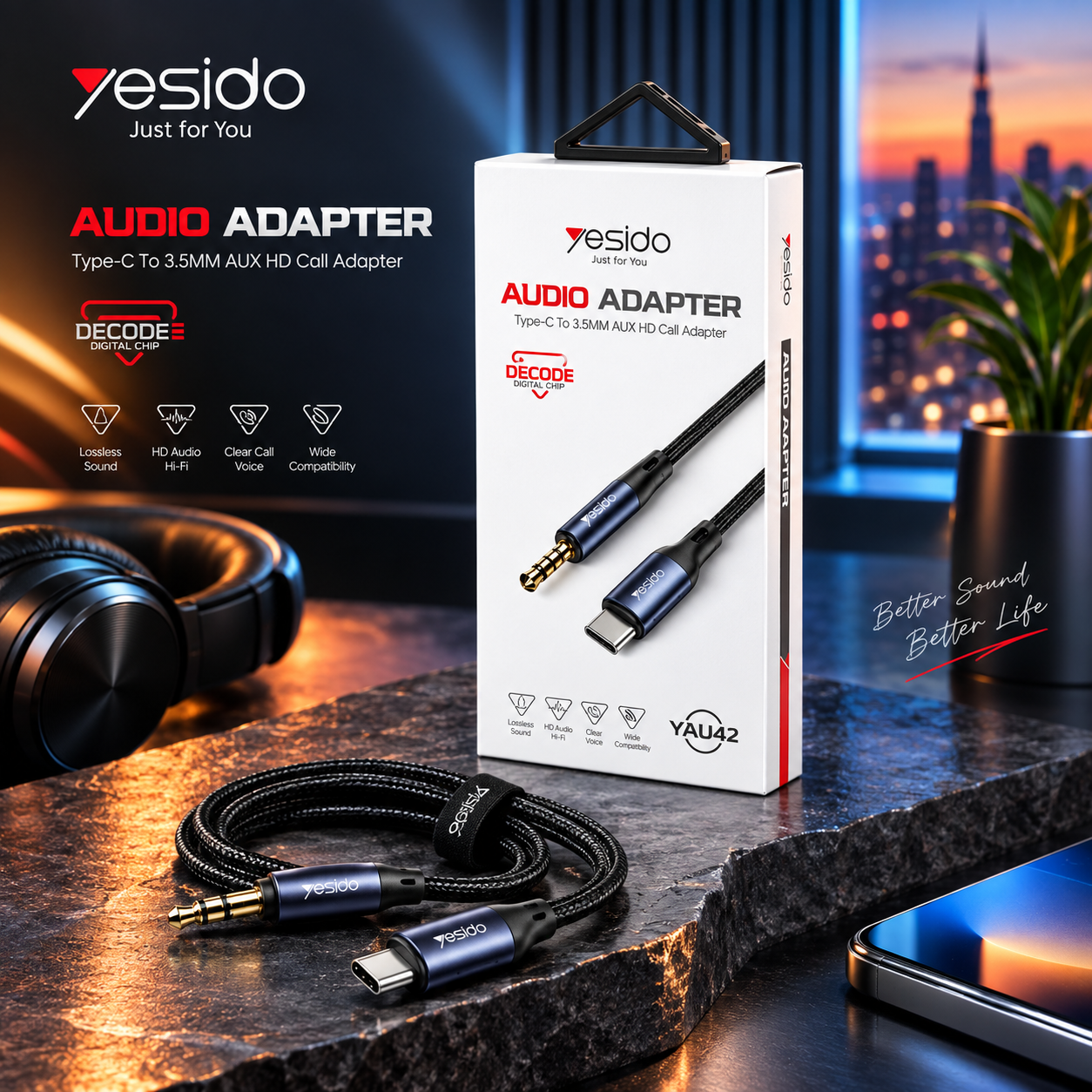 مبدل Type-C به AUX یسیدو مدل YAU42